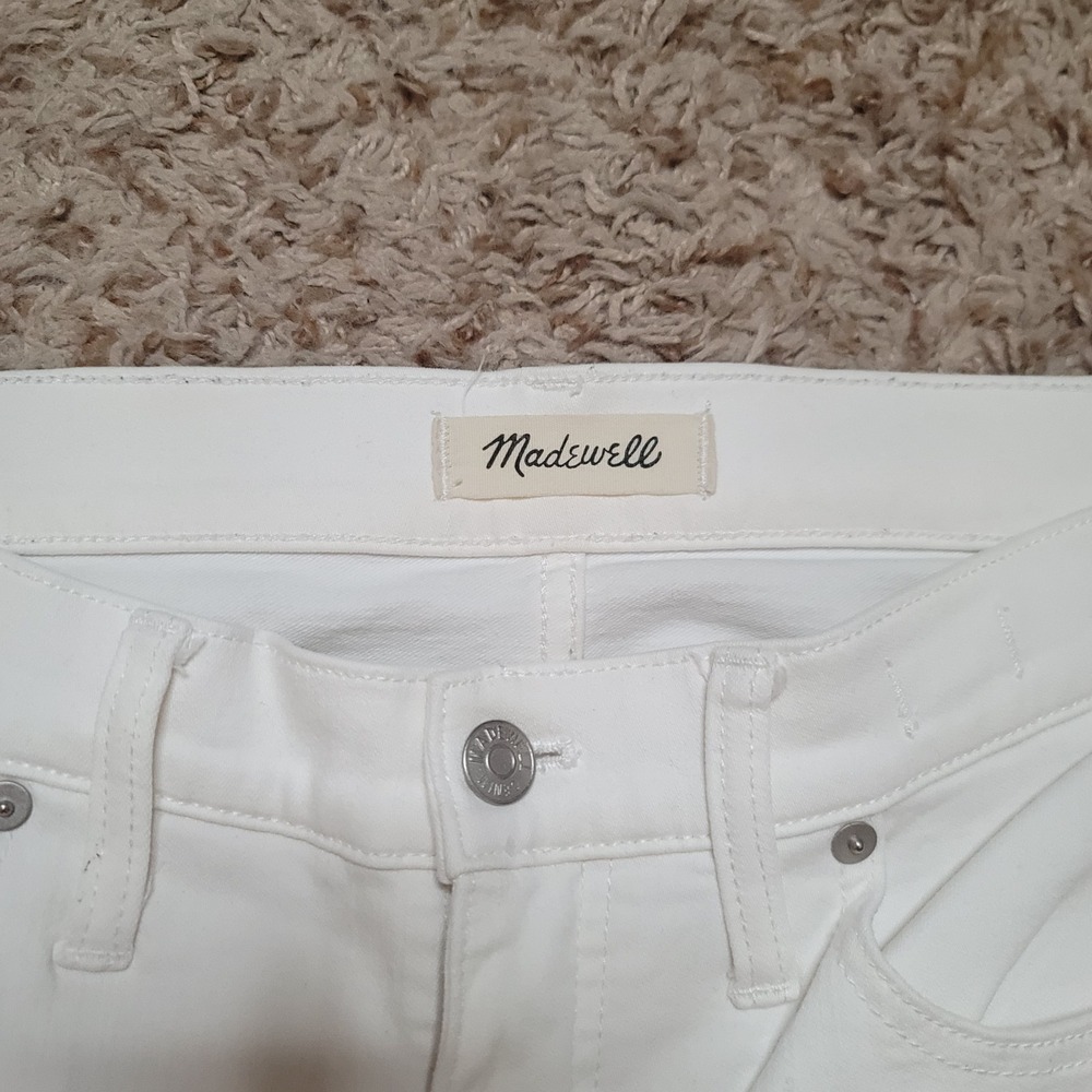Madewell Skinny Jeans Women 29 White 9 Inch High Rise Stretch Denim Pants - Picture 3 of 12